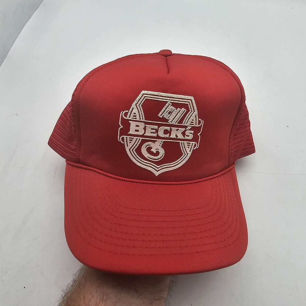 Becks Beer‎ Trucker Hat Cap Mesh Snapback Adjustable Red Foam Front Adult